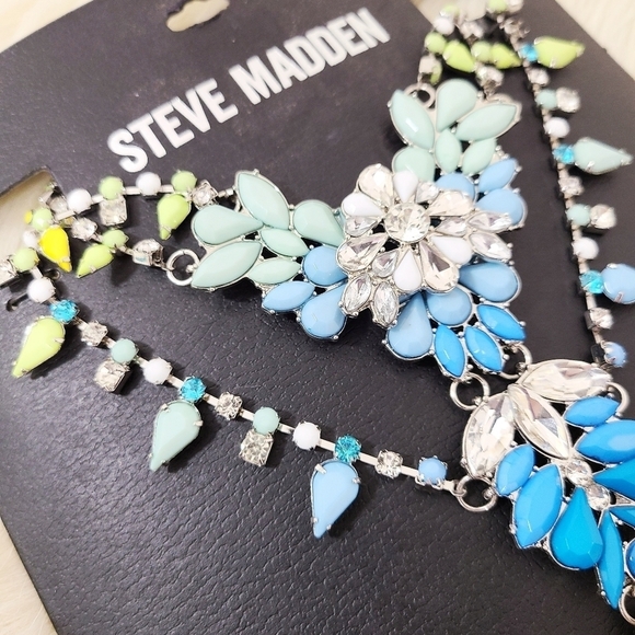 Steve Madden rhinestone necklace neon ombre layers Mcbling Y2K Jewelry - Picture 3 of 6